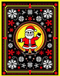 Festive Santa Red Yellow Snowflake Frame Rug