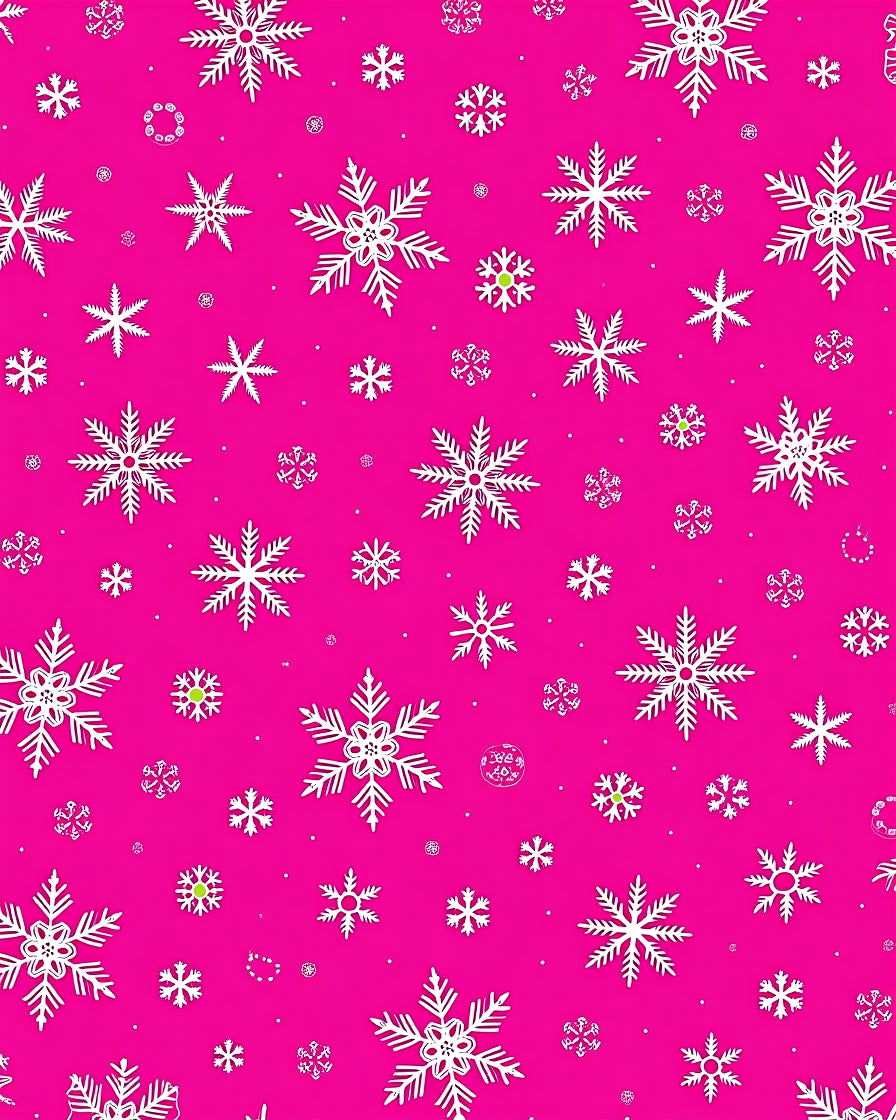Bright Pink White Snowflake Scatter Rug