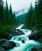 Verdant Forest Cascading River Rug