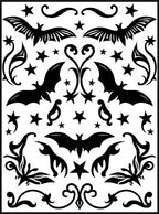 Spooky Black Bat Stars Swirls Harmony Rug