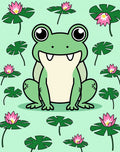Whimsical Green Frog Lotus Pad Rug