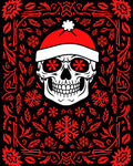 Red Snow Skull Festive Border Rug