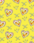 Whimsical Yellow Heart Floral Rug