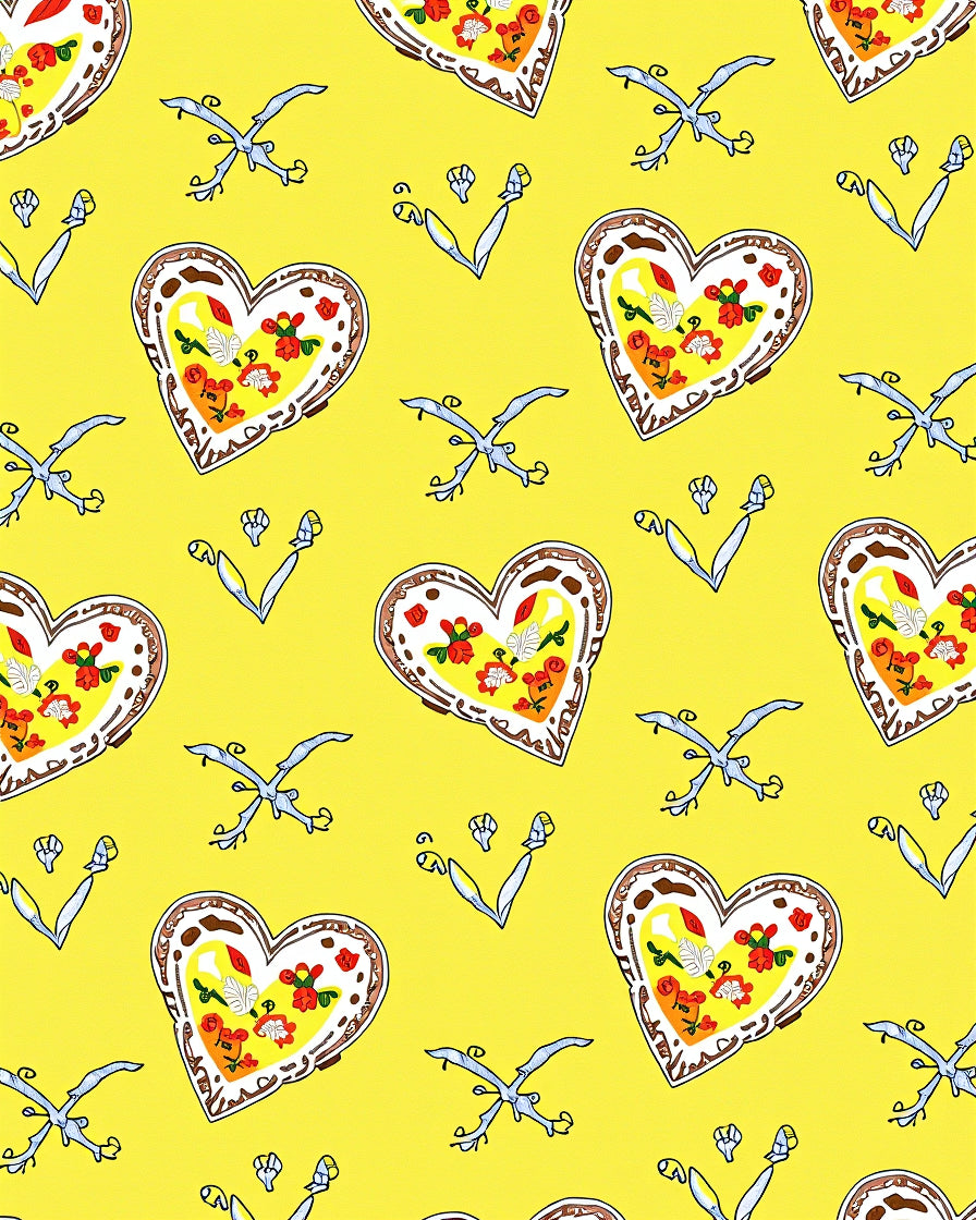 Whimsical Yellow Heart Floral Rug