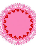 Pink Red Heart Lace Round Rug