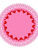 Pink Red Heart Lace Round Rug