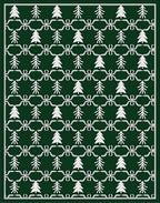 Forest Green White Tree Ensemble Rug
