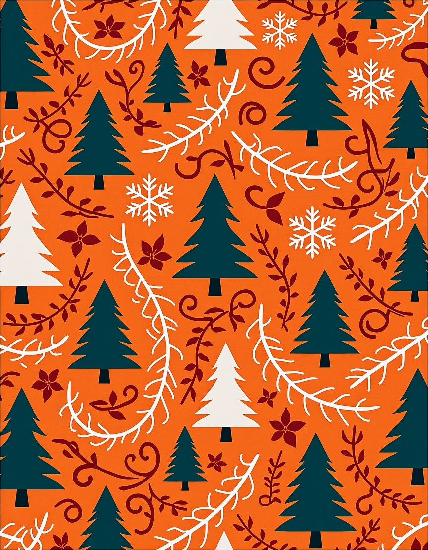 Orange Spruce Snowflake Garland Rug