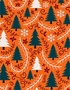 Orange Spruce Snowflake Garland Rug