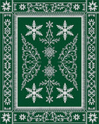 Emerald Green Snowflake Art Deco Rug