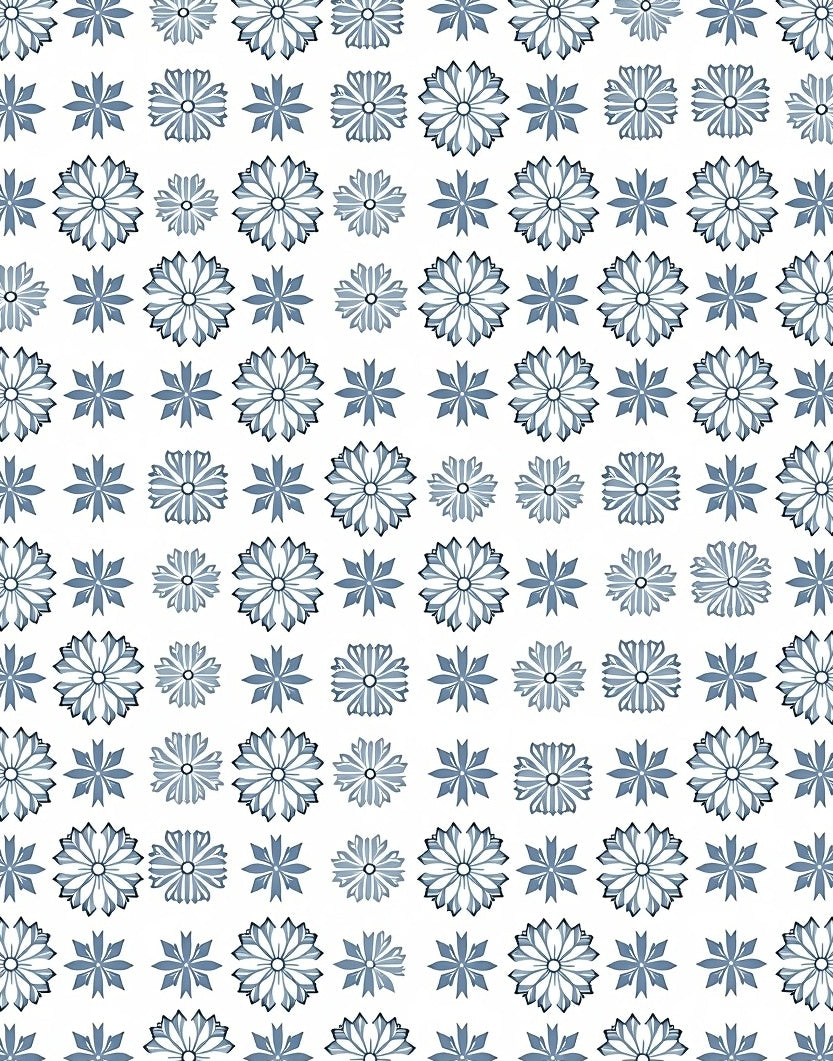 Blue Floral Starburst Repeating Pattern Rug
