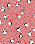 Whimsical Penguin Red Swirl Festive Rug