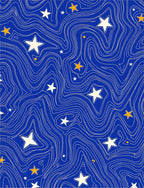 Midnight Blue Swirl Star Art Rug