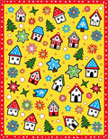 Jubilant Yellow Holiday Houses Stars Rug