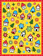 Jubilant Yellow Holiday Houses Stars Rug