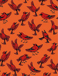 Crimson Bird Flock Orange Background Rug