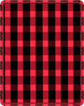 Bold Crimson Black Plaid Fabric Rug