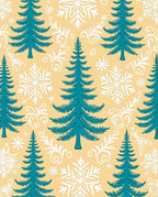Teal Christmas Trees Snowflakes Swirls Rug