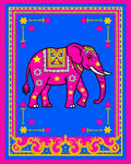 Vibrant Pink Elephant Medallion Border Rug