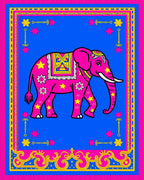 Vibrant Pink Elephant Medallion Border Rug