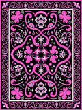 Bold Hot Pink Floral Swirl Border Rug