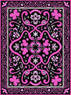 Bold Hot Pink Floral Swirl Border Rug