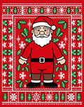 Red Santa Claus Holly Snowflake Christmas Rug
