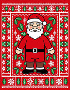 Red Santa Claus Holly Snowflake Christmas Rug
