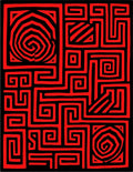 Bold Red Maze Labyrinth Rug