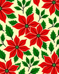 Bold Red Poinsettia Floral Foliage Rug