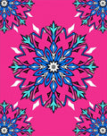 Bold Pink Blue Floral Starburst Medallion Rug