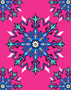Bold Pink Blue Floral Starburst Medallion Rug