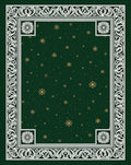 Ornate Emerald Snowflake Medallion Border Rug
