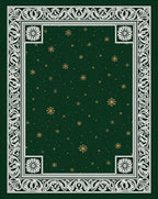 Ornate Emerald Snowflake Medallion Border Rug