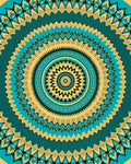 Teal Gold Radiant Mandala Rug
