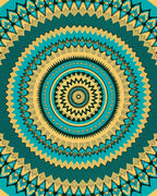 Teal Gold Radiant Mandala Rug