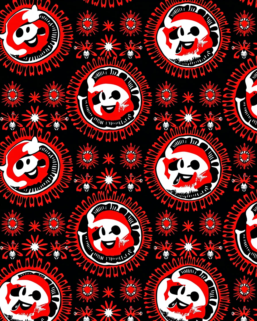 Bold Red Cartoon Sun Medallion Rug