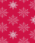 Crimson White Snowflake Folk Art Rug