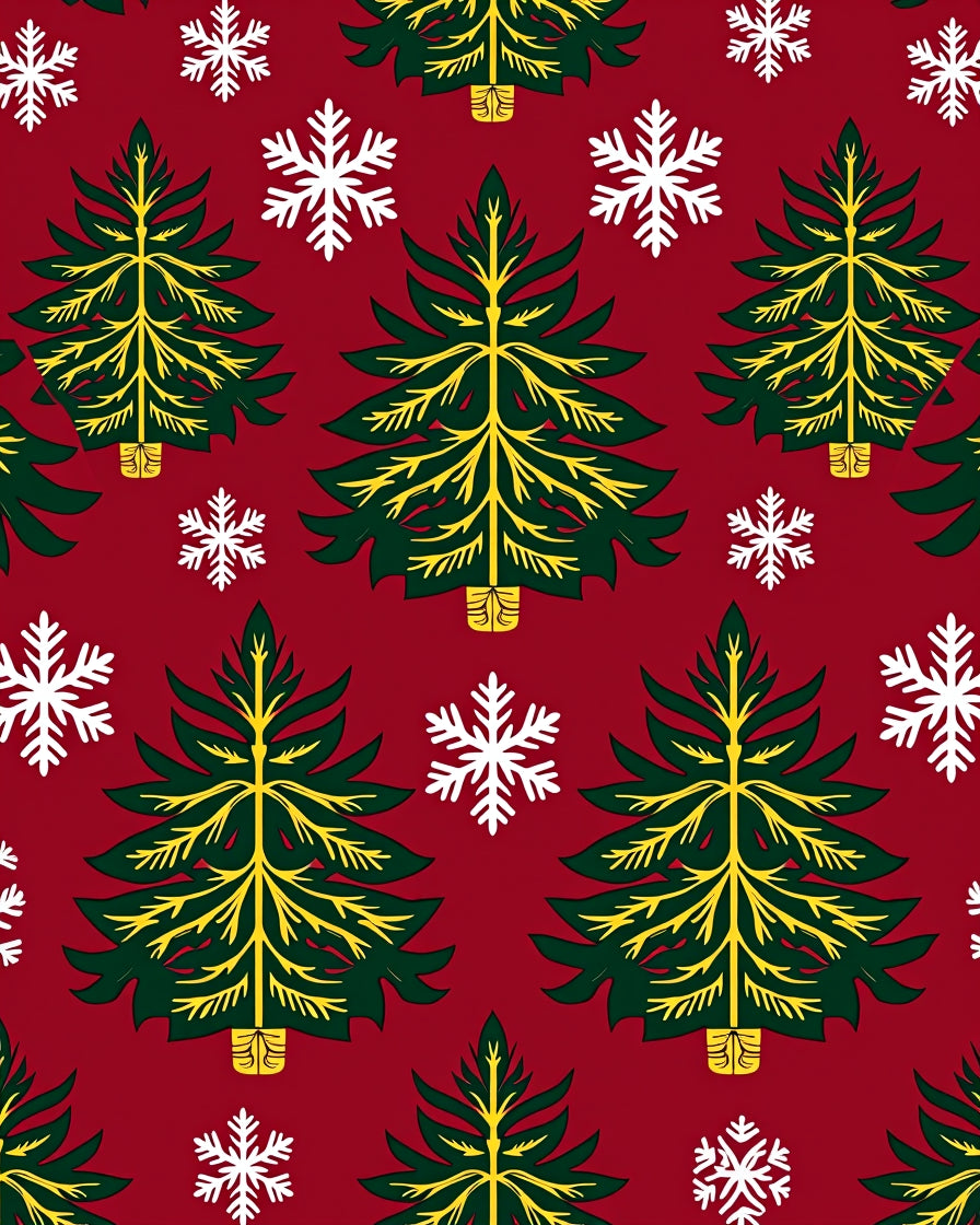 Christmas Trees Snowflakes Festive Red Rug