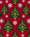 Christmas Trees Snowflakes Festive Red Rug