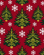Christmas Trees Snowflakes Festive Red Rug