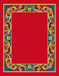Ornate Red Gold Teal Floral Border Rug
