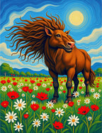 Majestic Horse Wildflower Meadow Sun Rug