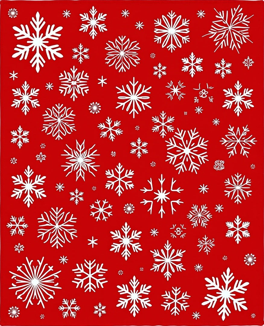 White Snowflake Scattered Red Field Rug