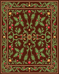 Antique Brown Red Berry Floral Rug