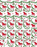 Festive Red Horse Garland Motif Rug