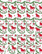 Festive Red Horse Garland Motif Rug