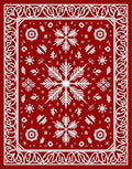 Classic Red Snowflake Border Rug