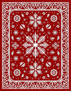 Classic Red Snowflake Border Rug