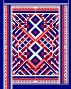Geometric interlocking diamond and stripe Rug